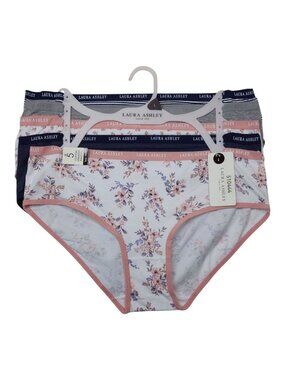 Laura Ashley Womens 5-Pack Cotton Spandex Tag-Free Panties Large Bikini Low Rise